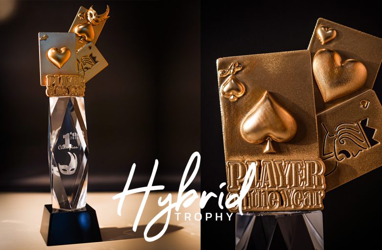 ตัวอย่างงานถ้วยรางวัล HYBRID TROPHY ⭐️🏆 วัสดุคริสตัลแต่งด้วยอะไหล่โมเดล 3 มิติ